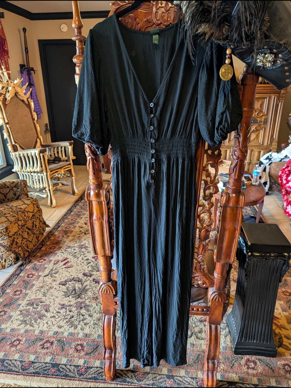 wild fable Black Wide-Leg Button-Front Jumpsuit